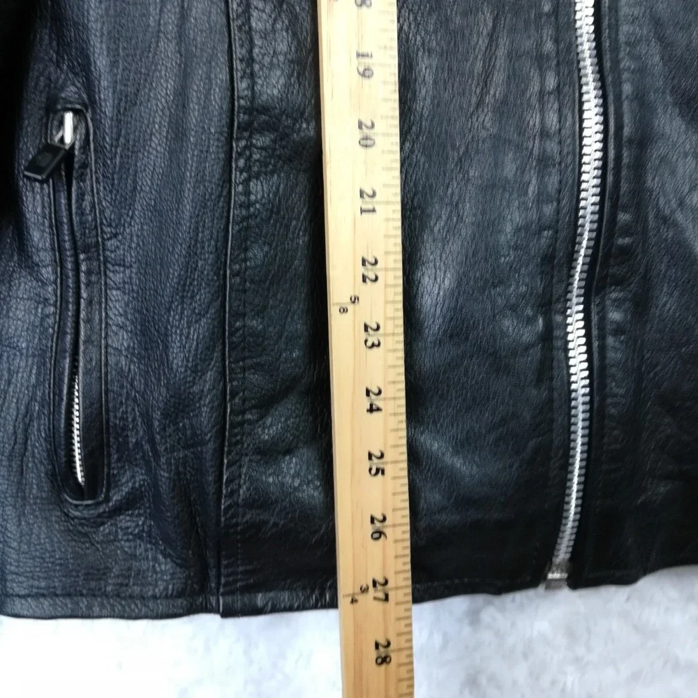 Interstate Mens Jacket Leather Black Motorcycle Full Zip Lined XXL